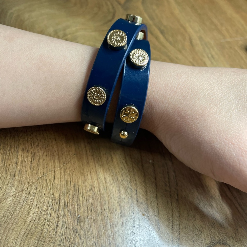 Tory Burch Double Wrap Logo Stud Bracelet